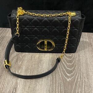 Dior Black Quilted Crossbody Bag with Gold Accents